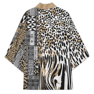 Africa Tribal Pattern Mixed Leopard Skin Kimono