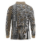 Africa Tribal Pattern Mixed Leopard Skin Long Sleeve Polo Shirt - African Pride
