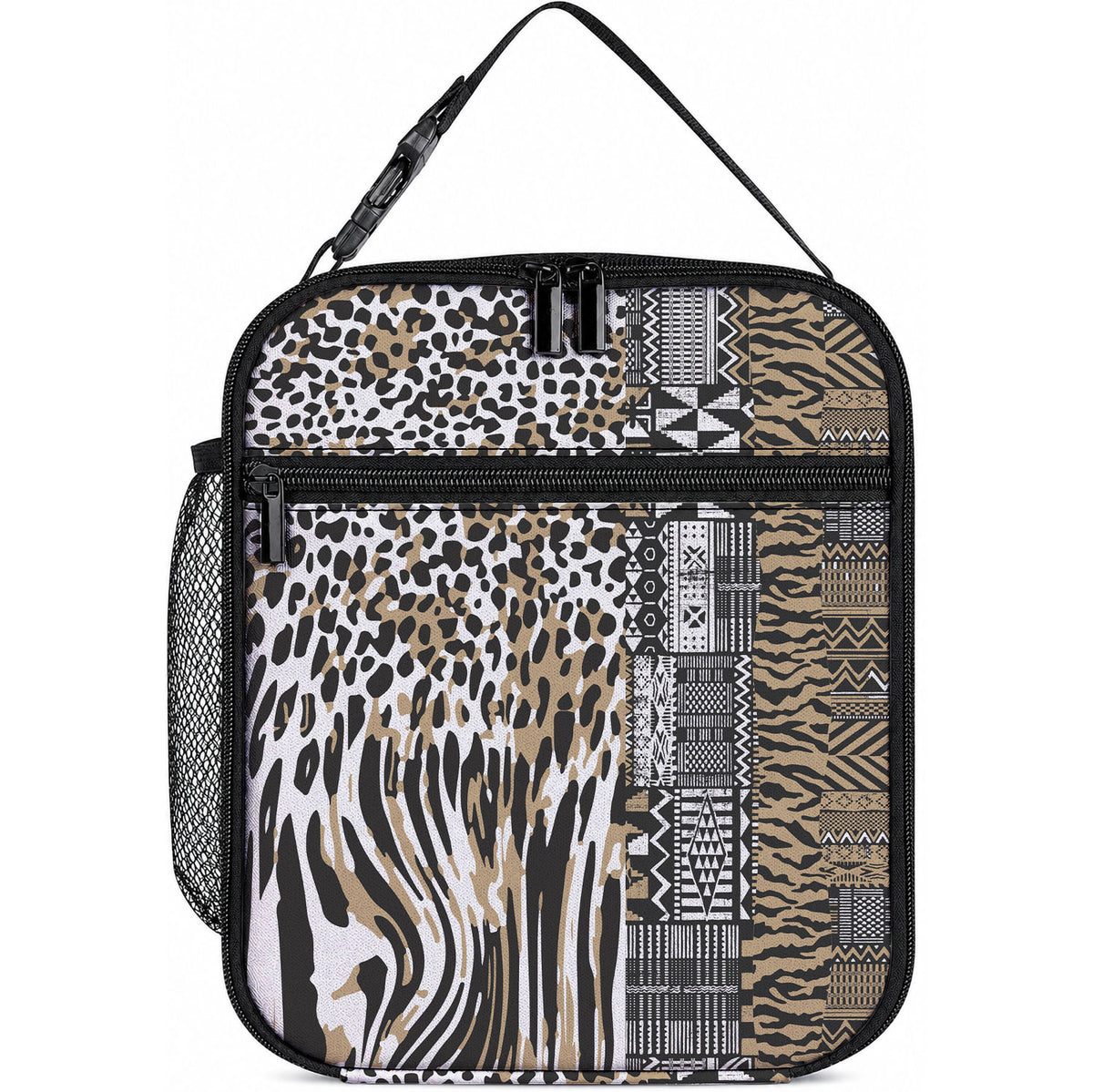 Africa Tribal Pattern Mixed Leopard Skin Lunch Bag