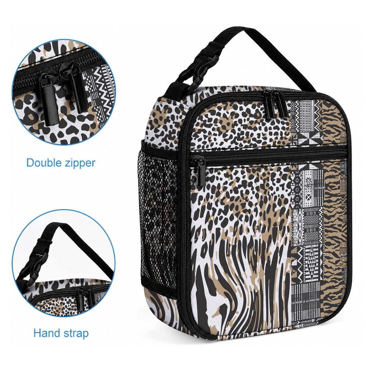 Africa Tribal Pattern Mixed Leopard Skin Lunch Bag