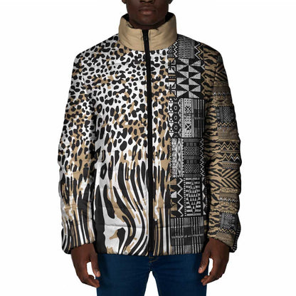 Africa Tribal Pattern Mixed Leopard Skin Padded Jacket
