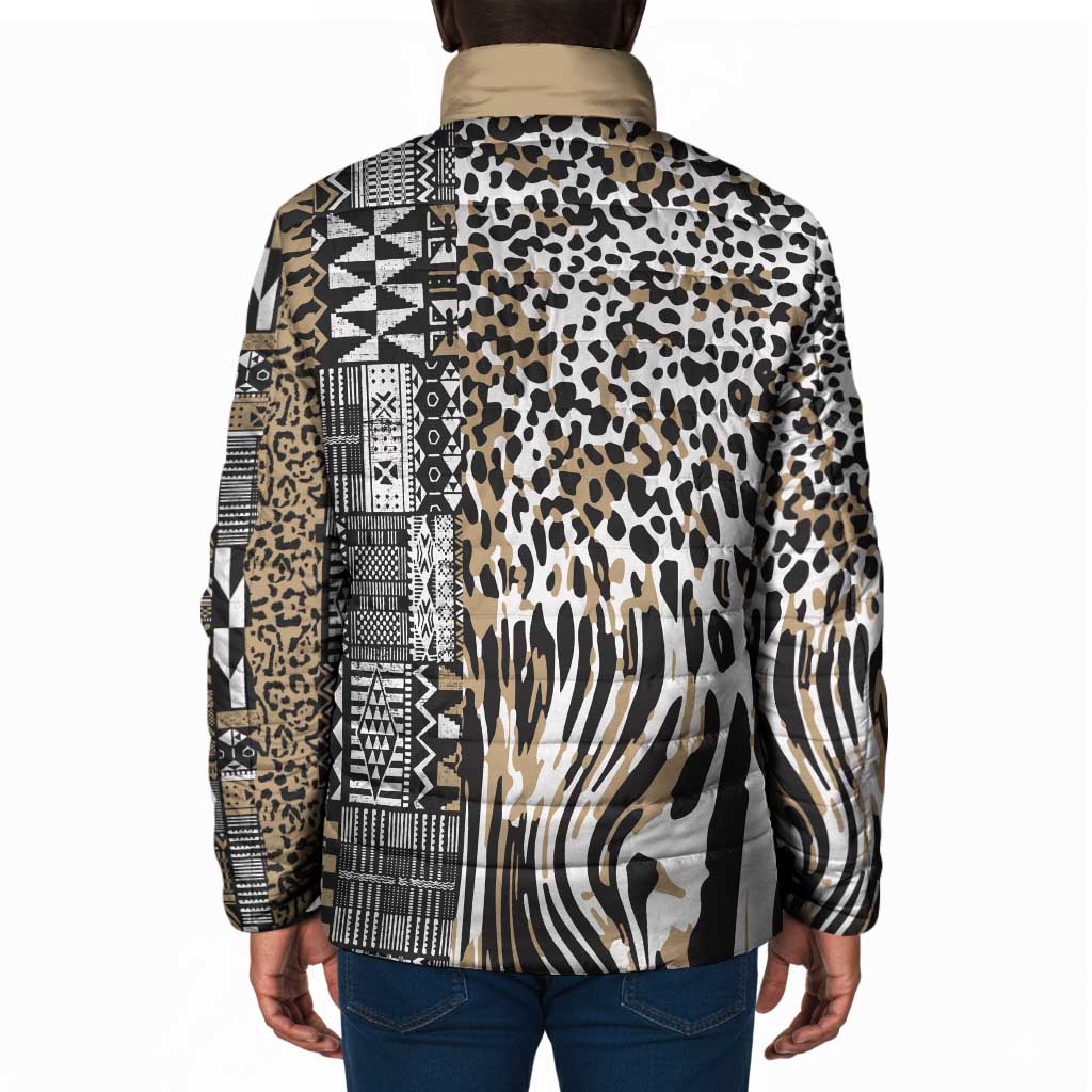 Africa Tribal Pattern Mixed Leopard Skin Padded Jacket