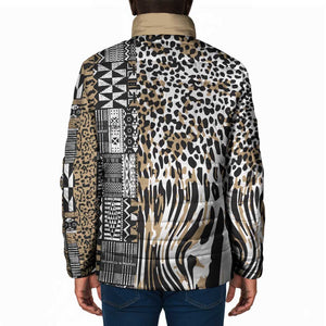 Africa Tribal Pattern Mixed Leopard Skin Padded Jacket