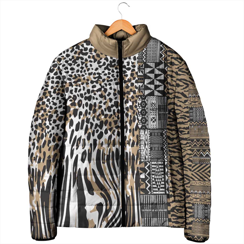 Africa Tribal Pattern Mixed Leopard Skin Padded Jacket