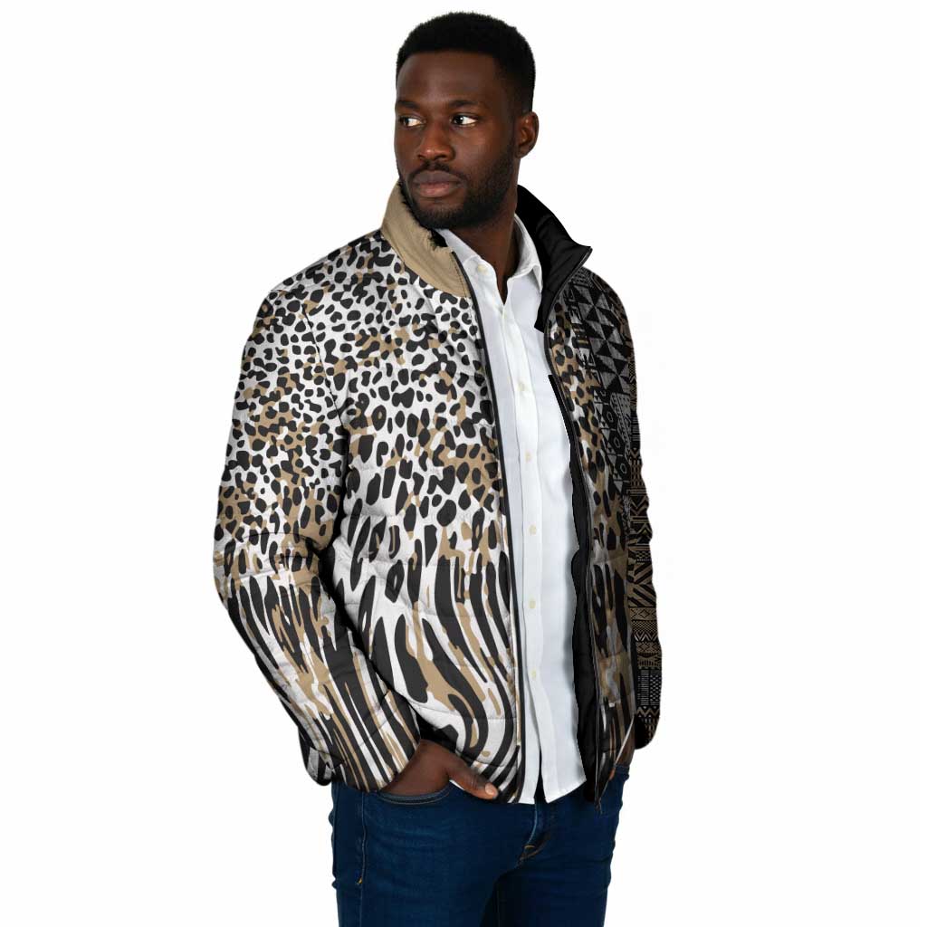 Africa Tribal Pattern Mixed Leopard Skin Padded Jacket