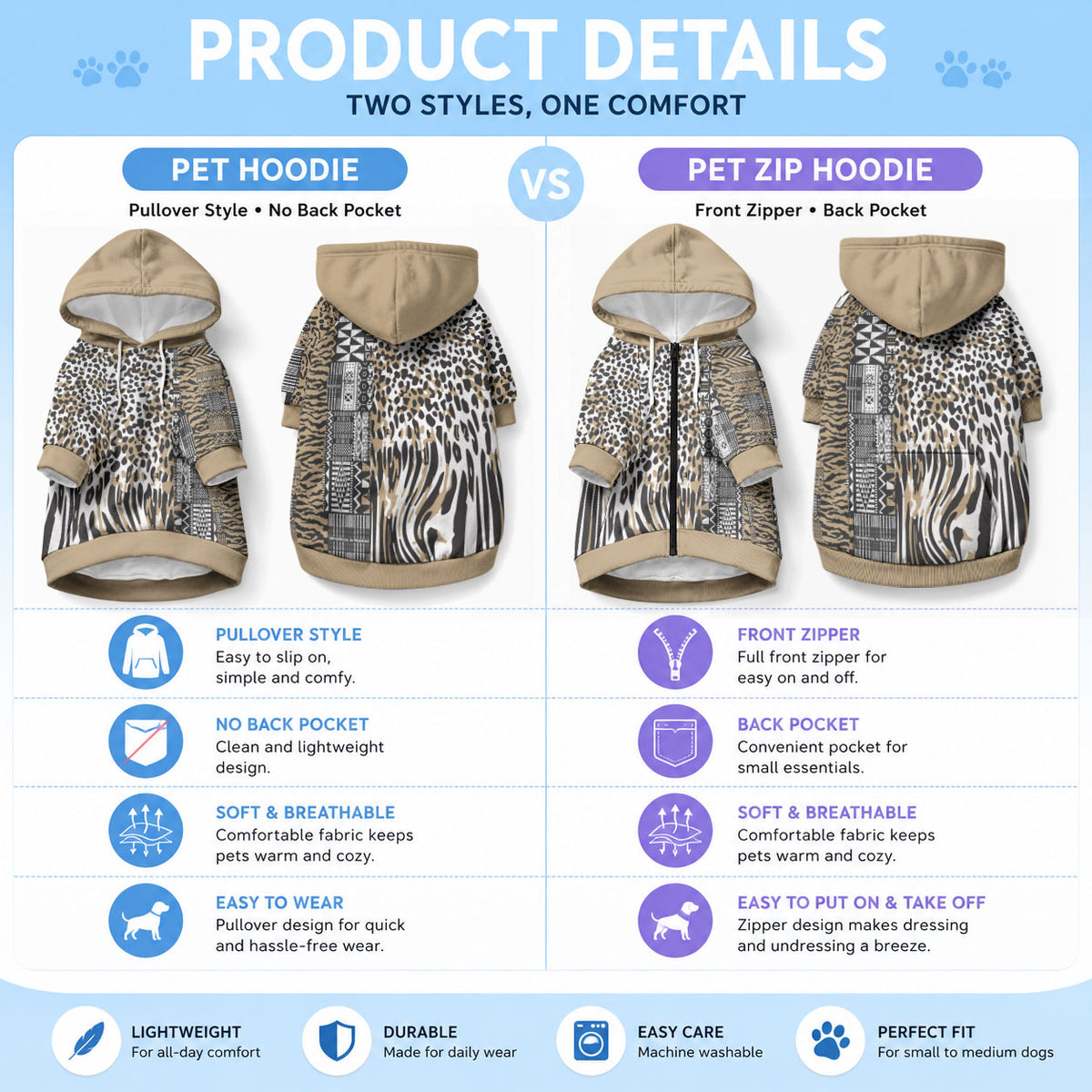 Africa Tribal Pattern Mixed Leopard Skin Pet Hoodie