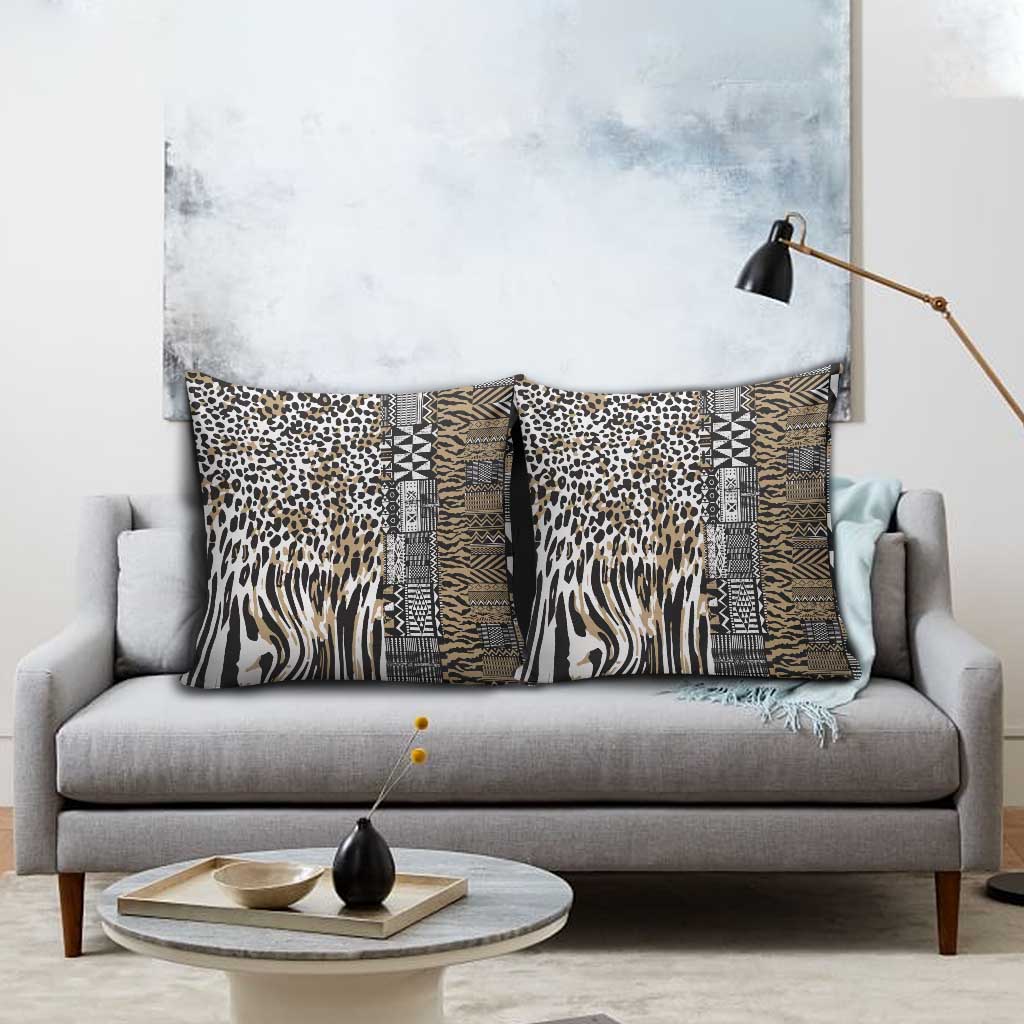 Africa Tribal Pattern Mixed Leopard Skin Pillow Cover