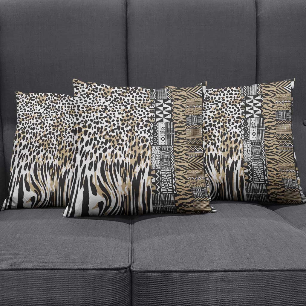 Africa Tribal Pattern Mixed Leopard Skin Pillow Cover