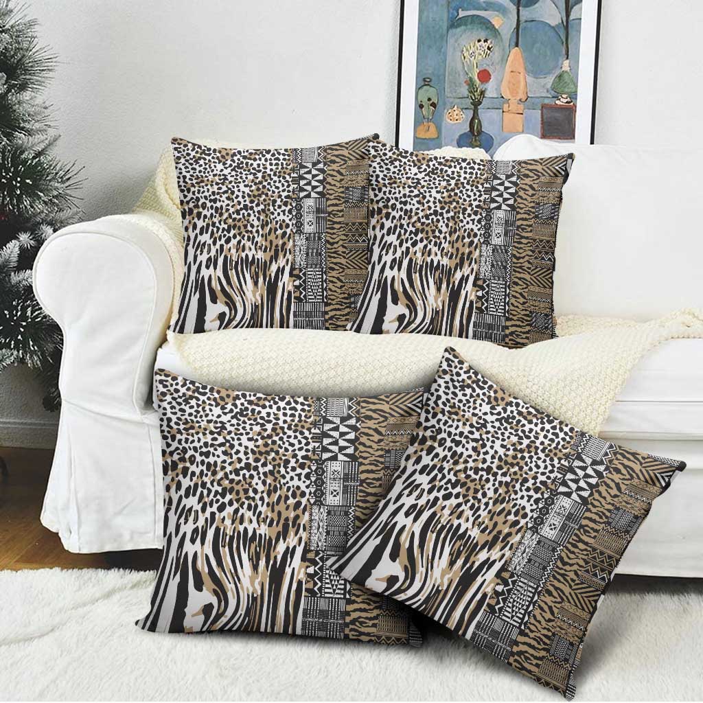 Africa Tribal Pattern Mixed Leopard Skin Pillow Cover