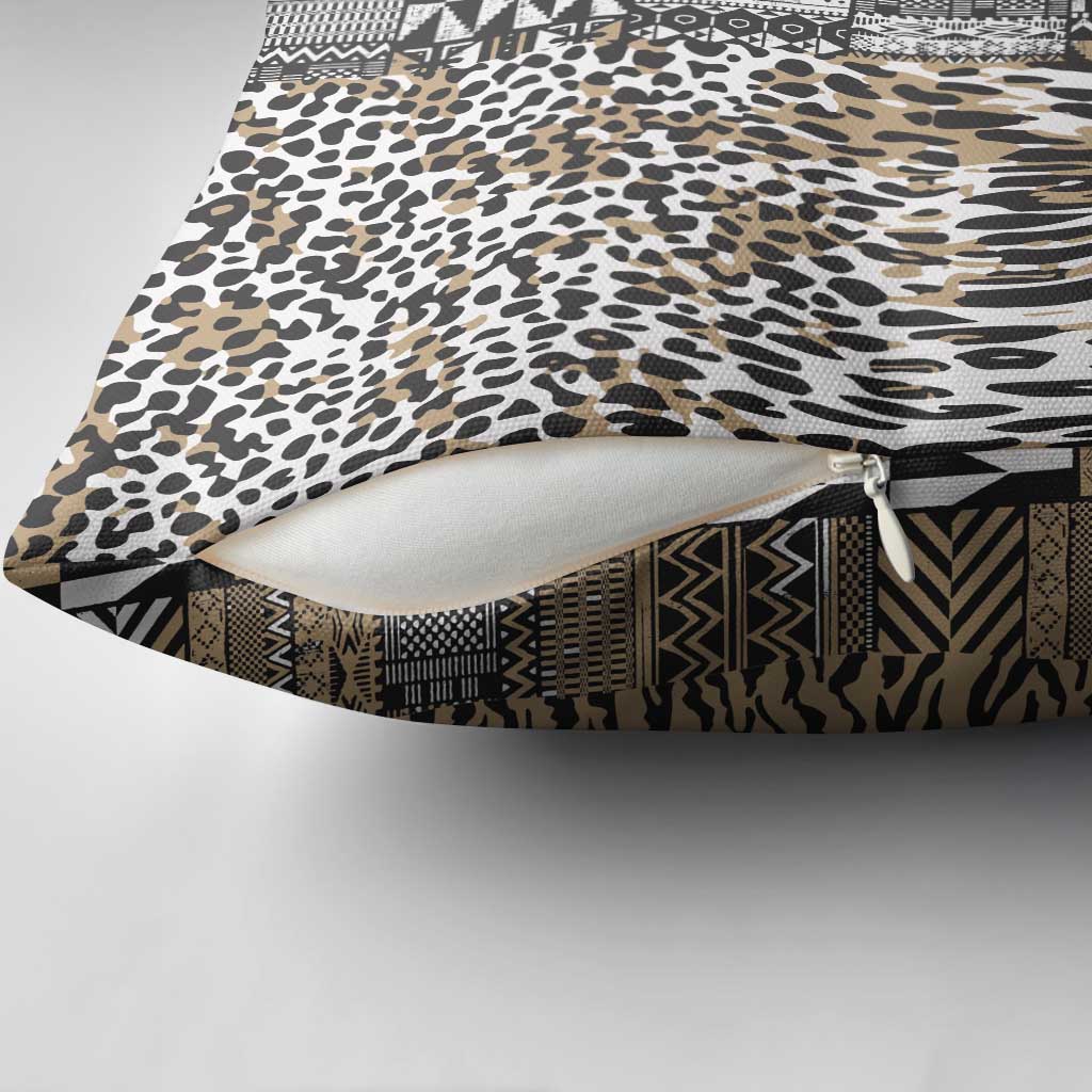 Africa Tribal Pattern Mixed Leopard Skin Pillow Cover