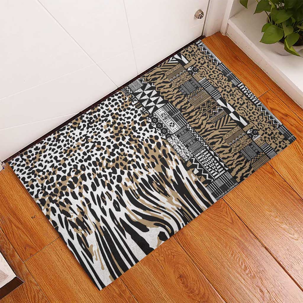 Africa Tribal Pattern Mixed Leopard Skin Rubber Doormat - African Pride