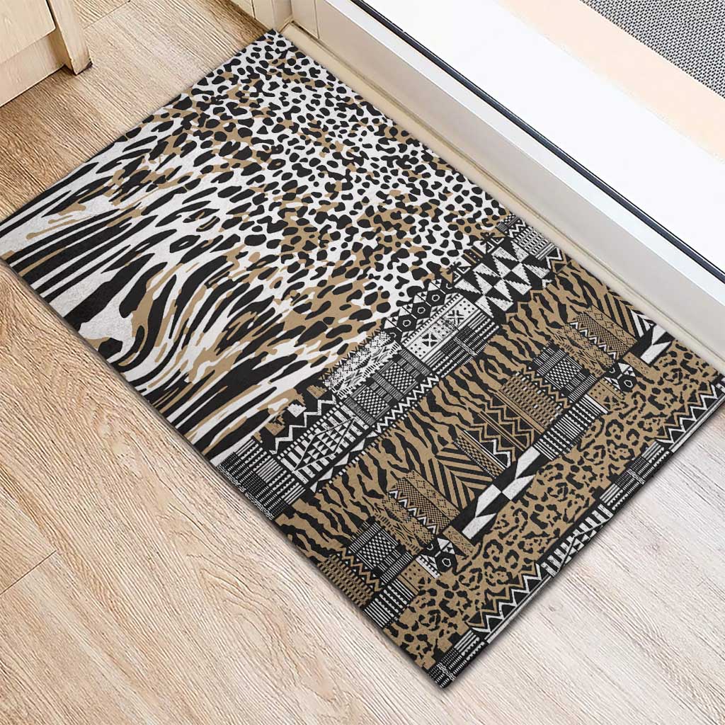 Africa Tribal Pattern Mixed Leopard Skin Rubber Doormat - African Pride