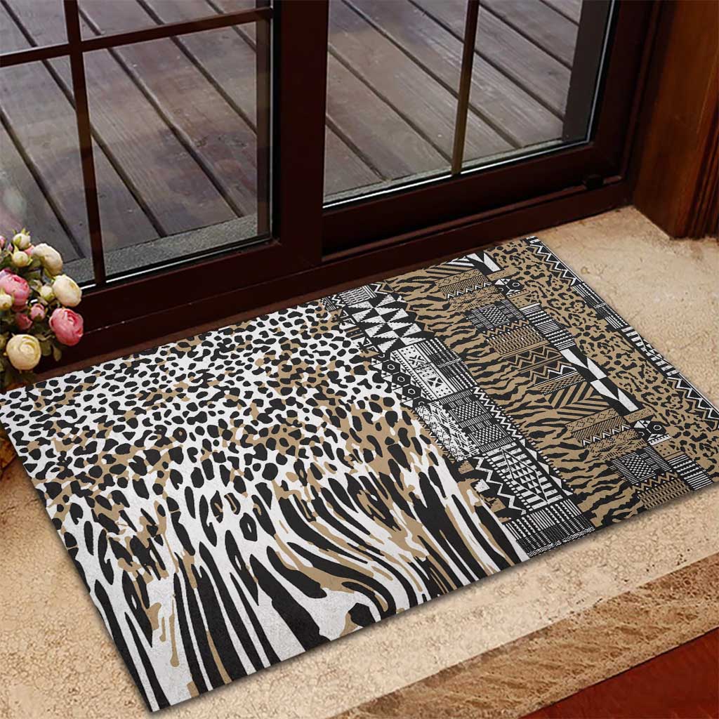 Africa Tribal Pattern Mixed Leopard Skin Rubber Doormat - African Pride