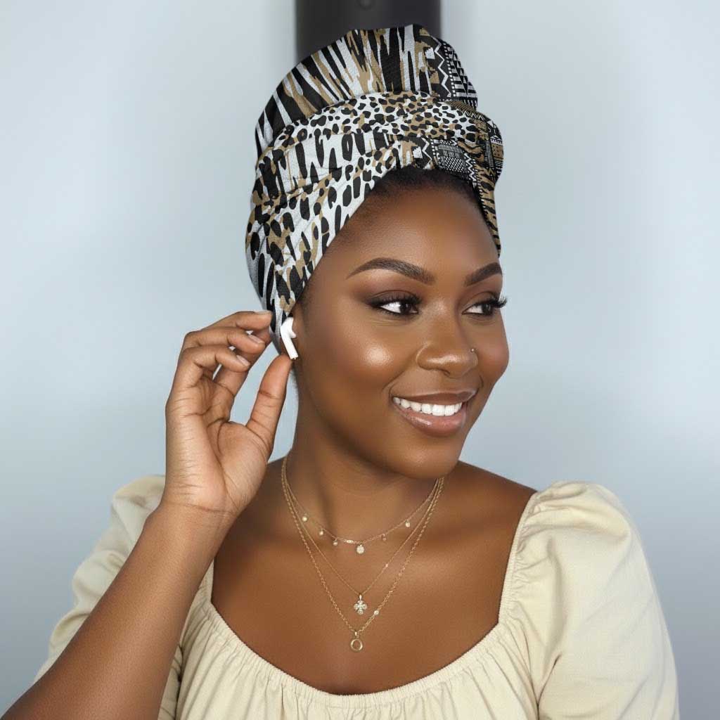 Africa Tribal Pattern Mixed Leopard Skin Simple Headwrap