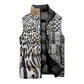 Africa Tribal Pattern Mixed Leopard Skin Sleeveless Puffer Jacket