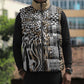 Africa Tribal Pattern Mixed Leopard Skin Sleeveless Puffer Jacket
