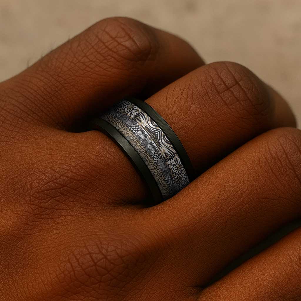 Africa Tribal Pattern Mixed Leopard Skin Spinner Ring - African Pride