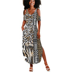 Africa Tribal Pattern Mixed Leopard Skin Summer Maxi Dress - African Pride