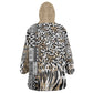 Africa Tribal Pattern Mixed Leopard Skin Wearable Blanket Hoodie - African Pride