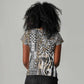 Africa Tribal Pattern Mixed Leopard Skin Women V-Neck T-Shirt - African Pride