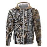 Africa Tribal Pattern Mixed Leopard Skin Zip Hoodie - African Pride