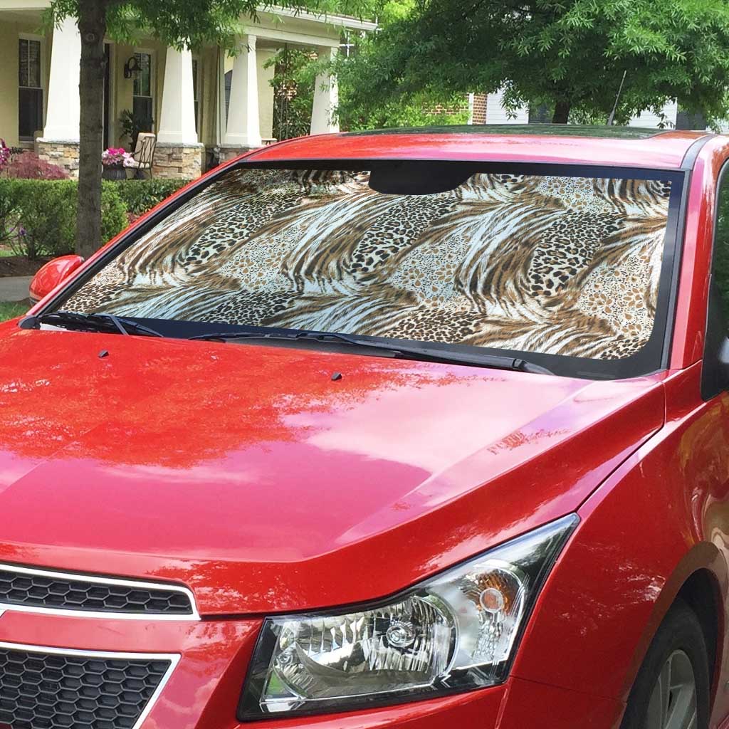 African Wild Animal Skins Auto Sun Shade Leopard Pattern