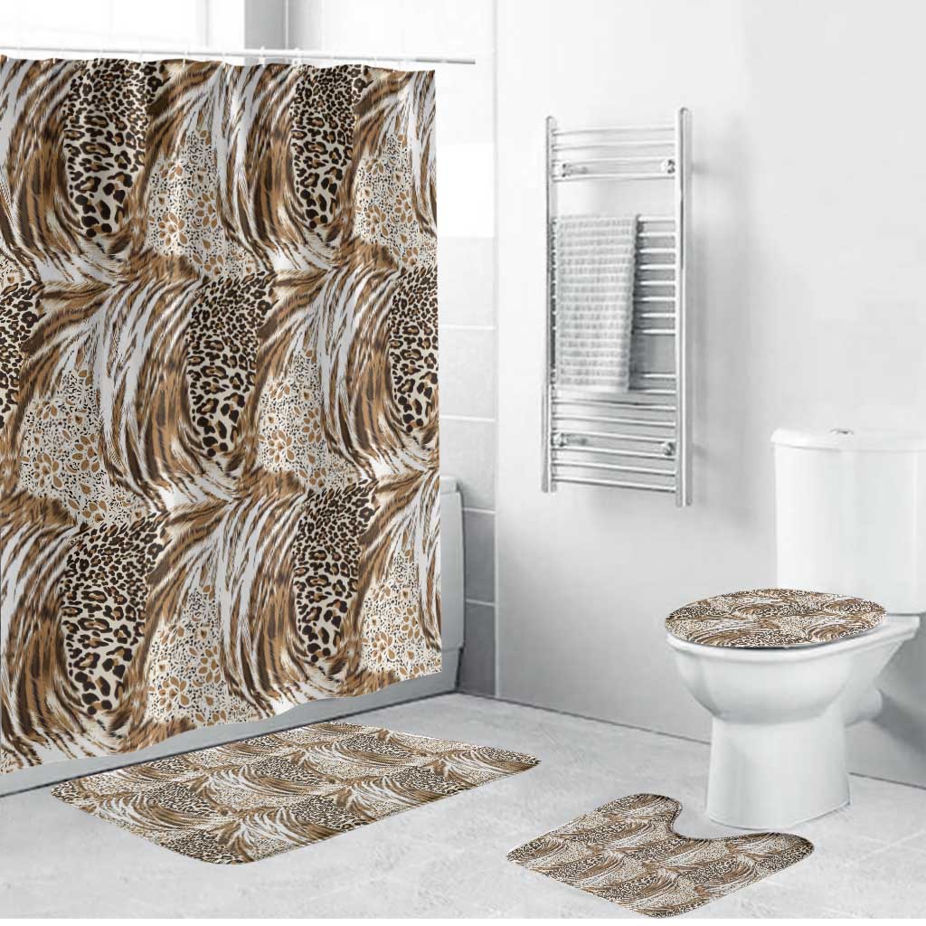 African Wild Animal Skins Bathroom Set Leopard Pattern
