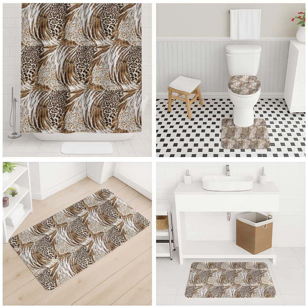 African Wild Animal Skins Bathroom Set Leopard Pattern