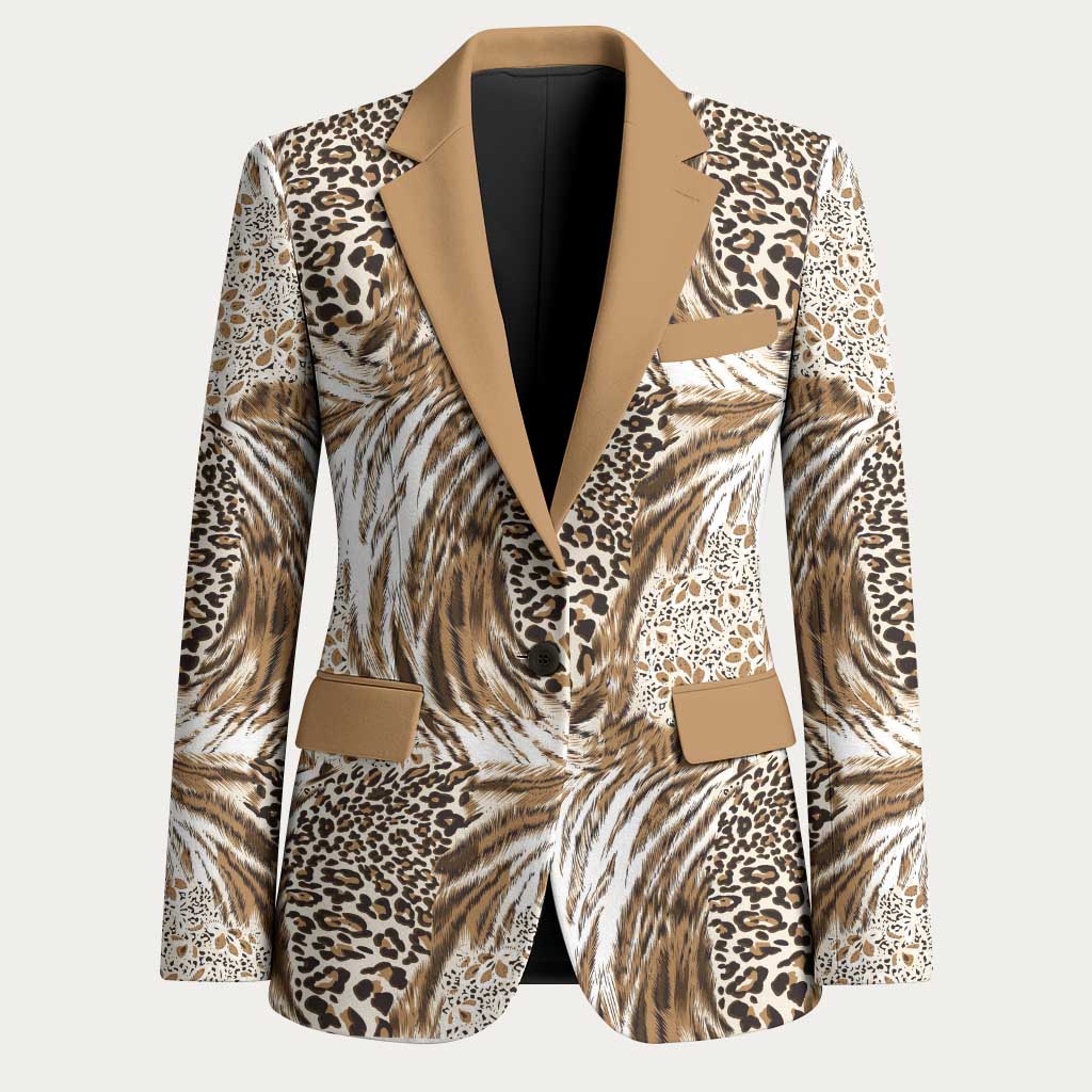 African Wild Animal Skins Blazer Leopard Pattern