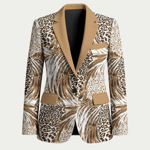 African Wild Animal Skins Blazer Leopard Pattern
