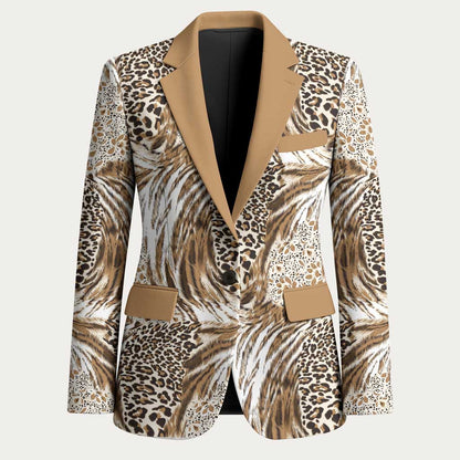African Wild Animal Skins Blazer Leopard Pattern