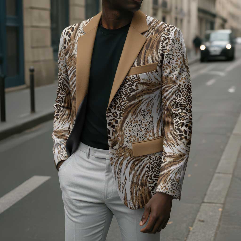 African Wild Animal Skins Blazer Leopard Pattern
