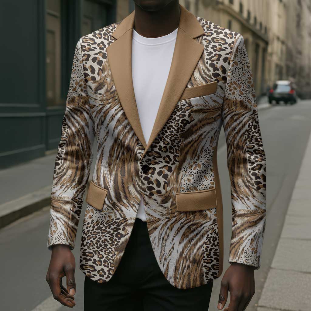 African Wild Animal Skins Blazer Leopard Pattern