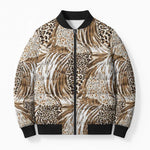 African Wild Animal Skins Bomber Puffer Jacket Leopard Pattern