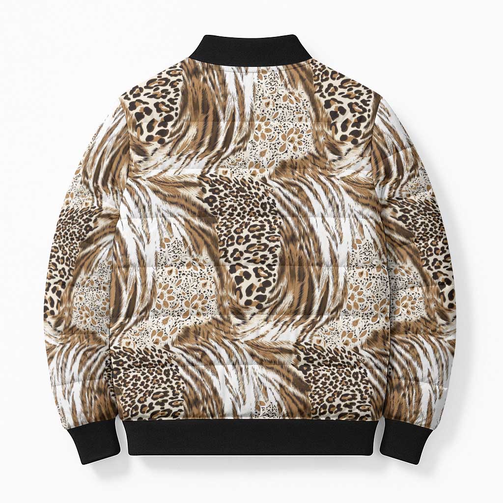 African Wild Animal Skins Bomber Puffer Jacket Leopard Pattern