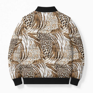 African Wild Animal Skins Bomber Puffer Jacket Leopard Pattern