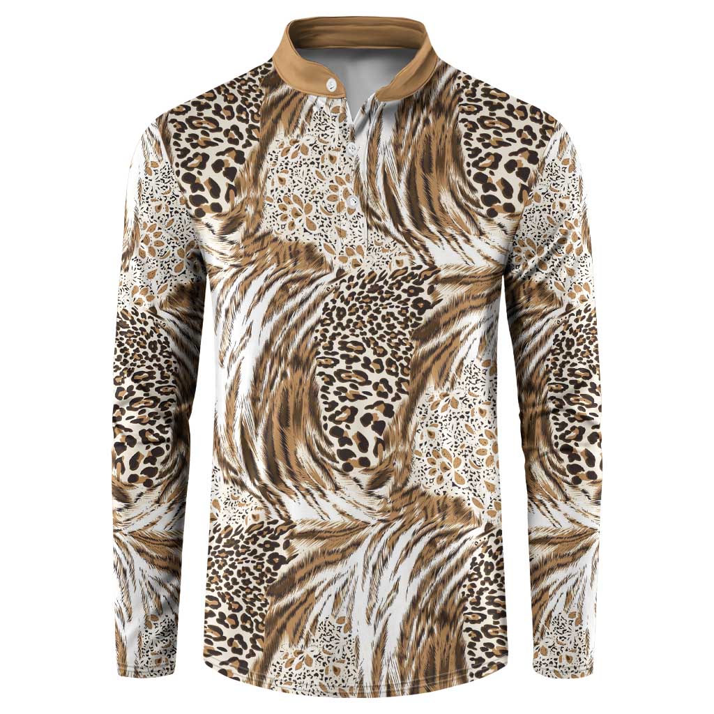 African Wild Animal Skins Button Sweatshirt Leopard Pattern