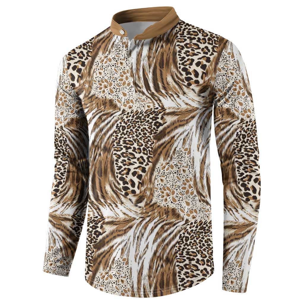 African Wild Animal Skins Button Sweatshirt Leopard Pattern