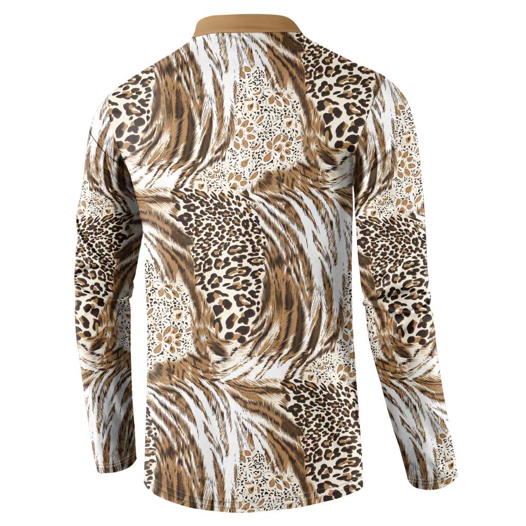 African Wild Animal Skins Button Sweatshirt Leopard Pattern