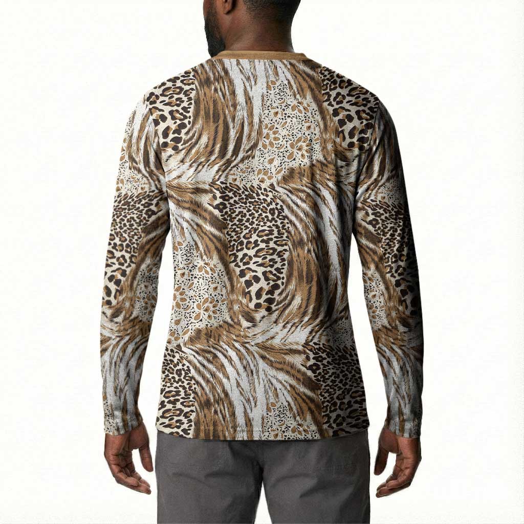 African Wild Animal Skins Button Sweatshirt Leopard Pattern