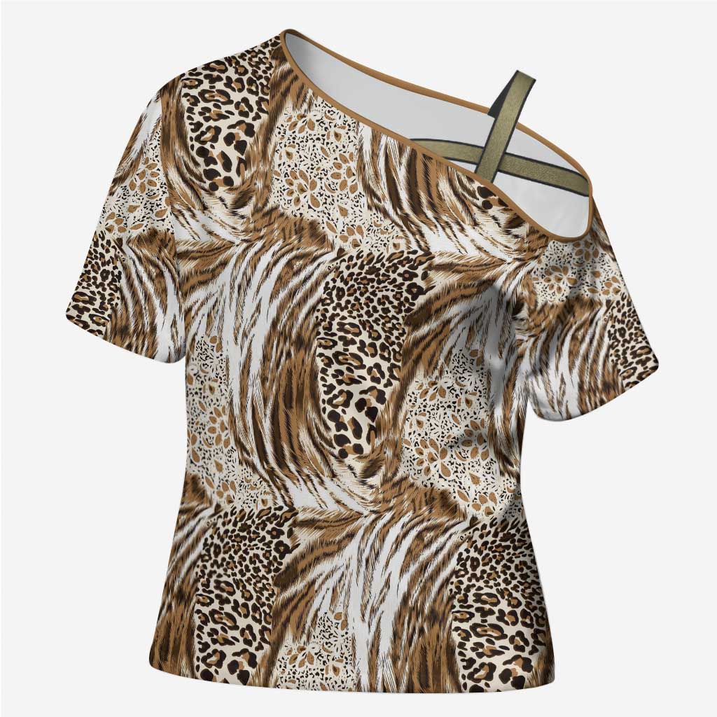 African Wild Animal Skins Cross Shoulder Shirt Leopard Pattern