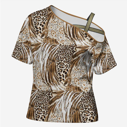 African Wild Animal Skins Cross Shoulder Shirt Leopard Pattern