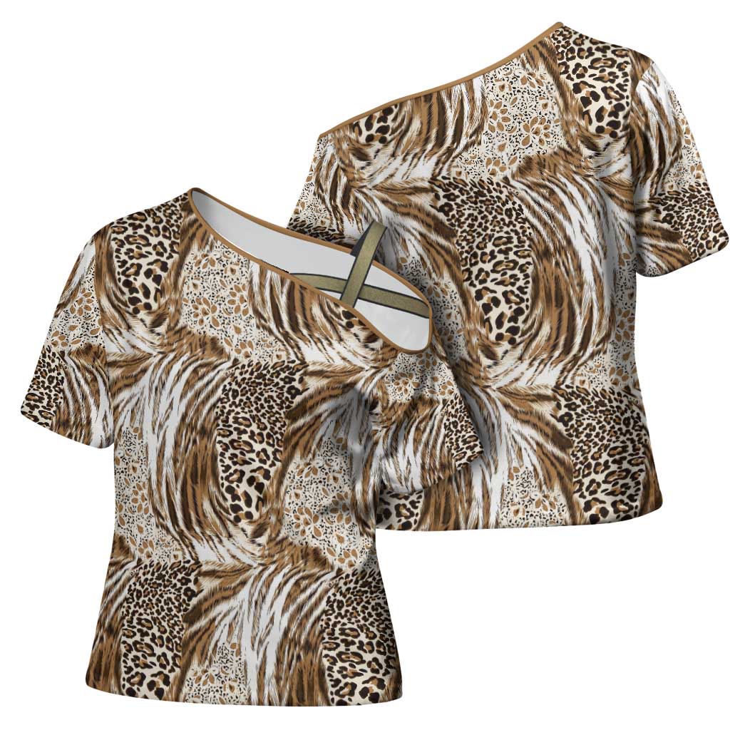 African Wild Animal Skins Cross Shoulder Shirt Leopard Pattern