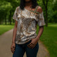 African Wild Animal Skins Cross Shoulder Shirt Leopard Pattern