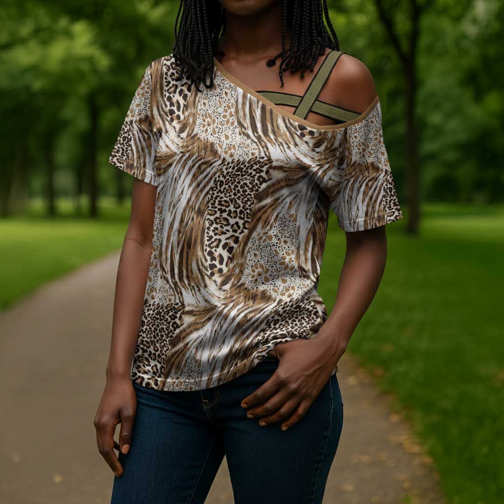 African Wild Animal Skins Cross Shoulder Shirt Leopard Pattern
