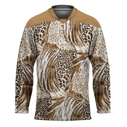 African Wild Animal Skins Hockey Jersey Leopard Pattern