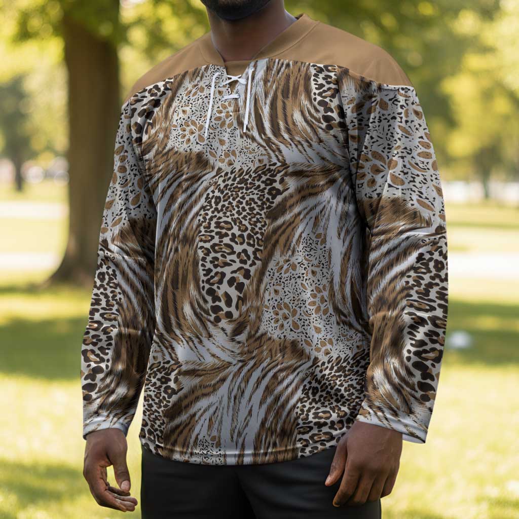 African Wild Animal Skins Hockey Jersey Leopard Pattern
