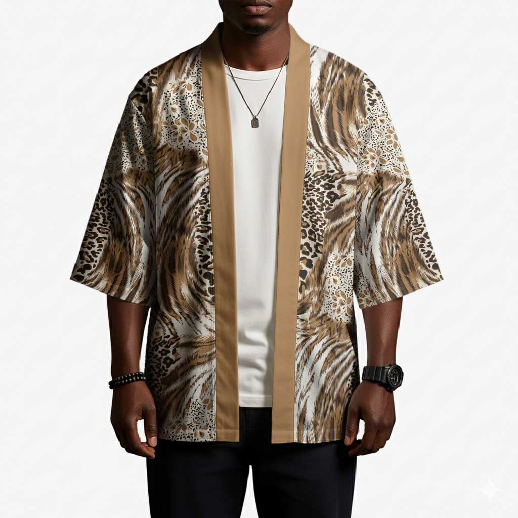 African Wild Animal Skins Kimono Leopard Pattern