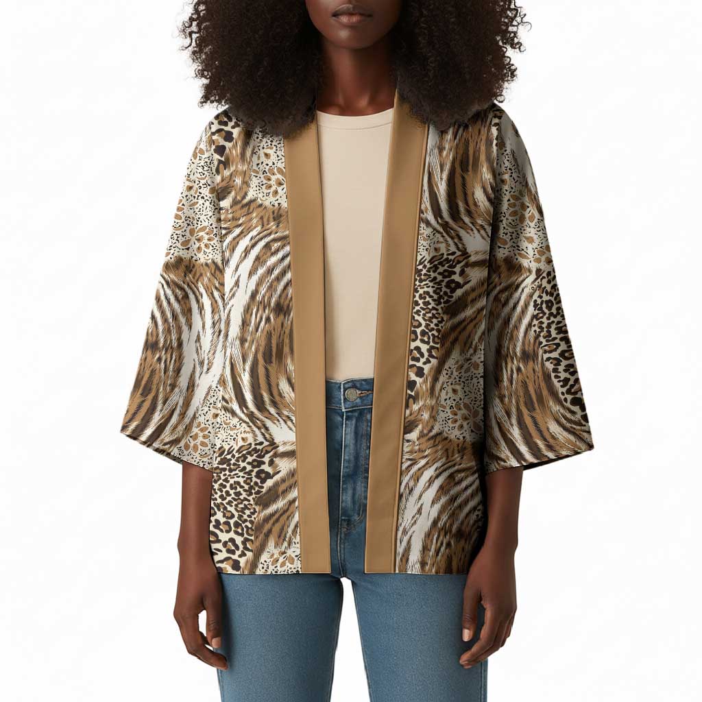 African Wild Animal Skins Kimono Leopard Pattern
