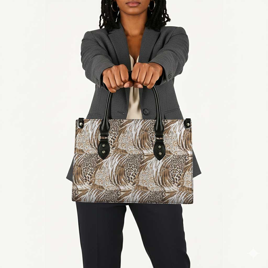 African Wild Animal Skins Leather Bag Leopard Pattern